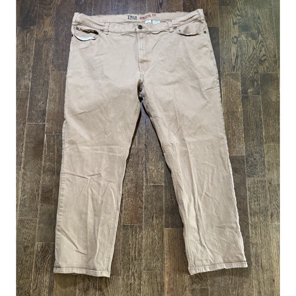 True Nation Athletic Fit Jeans Mens Size 50x32 Stretch Straight Beige